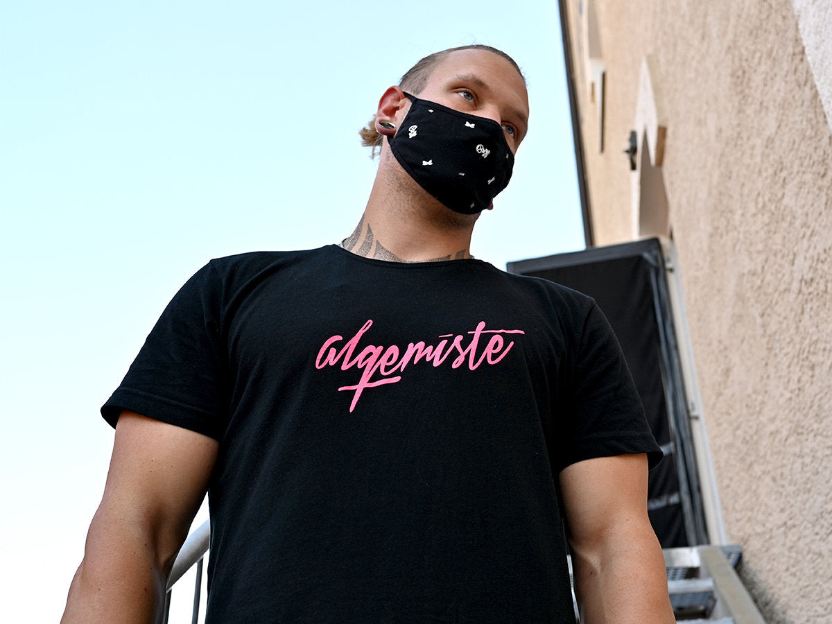 "Selfprinted Logo" | Shaped Long T (Black & White)