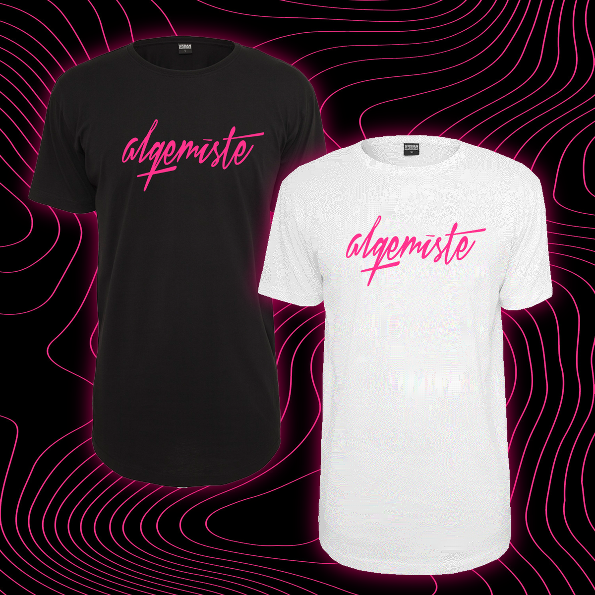 "Selfprinted Logo" | Shaped Long T (Black & White)