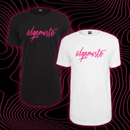 "Selfprinted Logo" | Shaped Long T (Black & White)